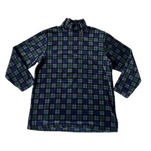 Talbots Petites Plaid Mock Neck Velvety Soft Shirt SP Cozy Fall Winter Warm